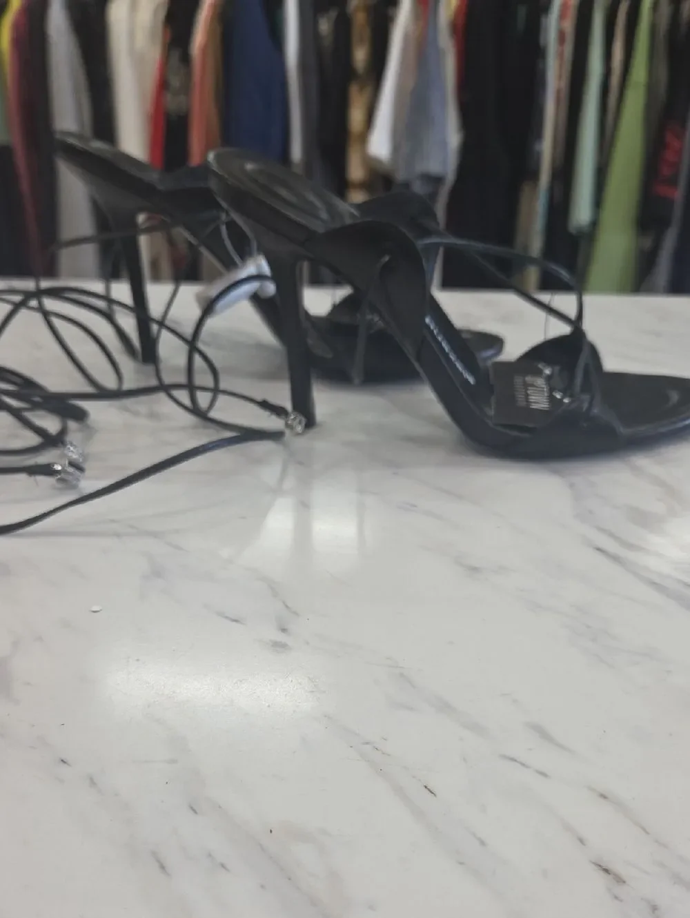 Alexander Wang Black Lace-Up Stiletto Sandals